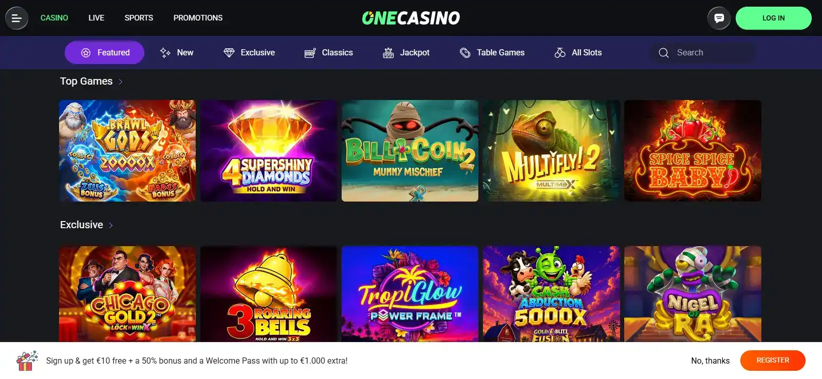OneCasino Games | Slots, Live Casino and Exclusives